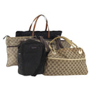 GUCCI GG Canvas Tote Bag PVC 5 Set Red Beige Navy Auth 155802-1