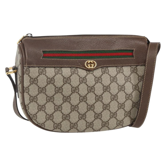GUCCI GG Supreme Web Sherry Line Bag PVC Beige Gold 001 123 0918 Auth 155926