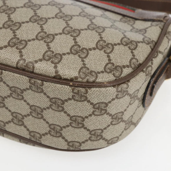 GUCCI GG Supreme Web Sherry Line Bag PVC Beige Gold 001 123 0918 Auth 155926