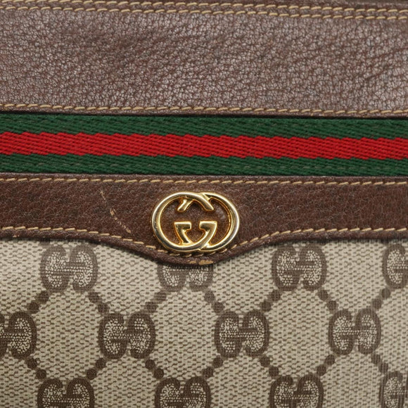 GUCCI GG Supreme Web Sherry Line Bag PVC Beige Gold 001 123 0918 Auth 155926