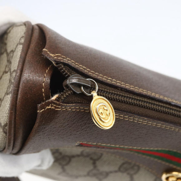 GUCCI GG Supreme Web Sherry Line Bag PVC Beige Gold 001 123 0918 Auth 155926