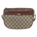 GUCCI GG Supreme Web Sherry Line Bag PVC Beige Gold 001 123 0918 Auth 155926-2