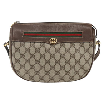 GUCCI GG Supreme Web Sherry Line Bag PVC Beige Gold 001 123 0918 Auth 155926 - 0
