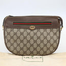 GUCCI GG Supreme Web Sherry Line Bag PVC Beige Gold 001 123 0918 Auth 155926-24