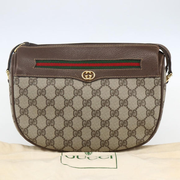 GUCCI GG Supreme Web Sherry Line Bag PVC Beige Gold 001 123 0918 Auth 155926