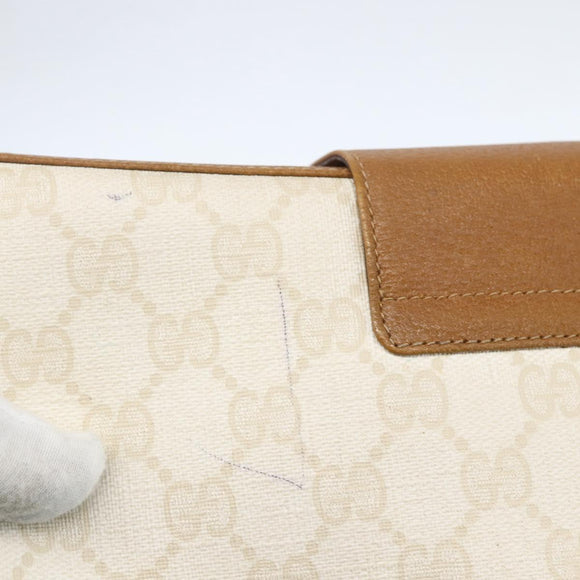 GUCCI GG Supreme Shoulder Bag PVC Beige Gold 116 02 076 Auth 155927