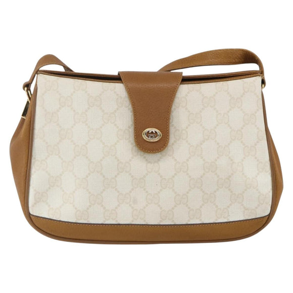 GUCCI GG Supreme Shoulder Bag PVC Beige Gold 116 02 076 Auth 155927