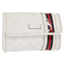 GUCCI GG Supreme Sherry Line Waist Bag PVC White Gold 152597 Auth 155928-1