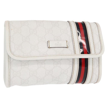GUCCI GG Supreme Sherry Line Waist Bag PVC White Gold 152597 Auth 155928