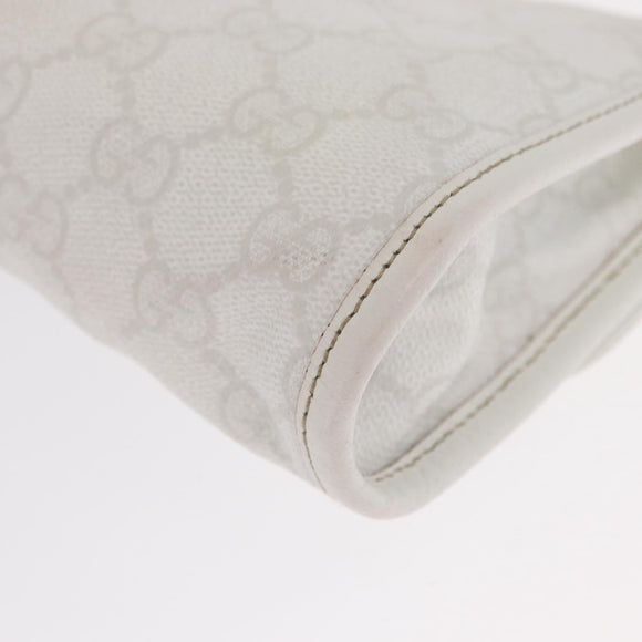 GUCCI GG Supreme Sherry Line Waist Bag PVC White Gold 152597 Auth 155928