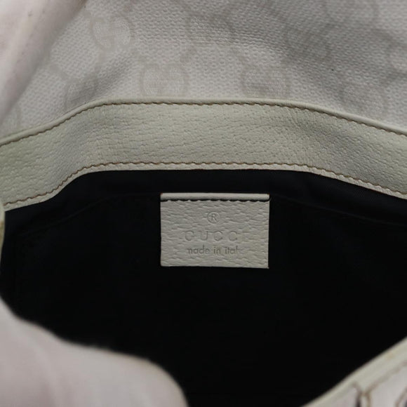 GUCCI GG Supreme Sherry Line Waist Bag PVC White Gold 152597 Auth 155928