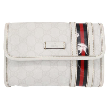 GUCCI GG Supreme Sherry Line Waist Bag PVC White Gold 152597 Auth 155928 - 0