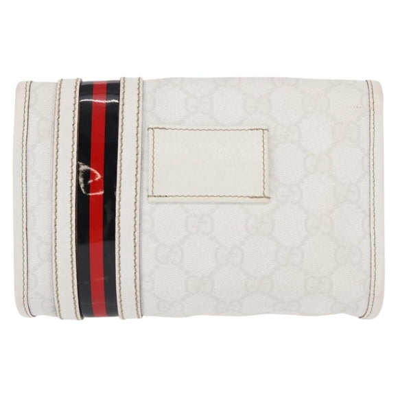 GUCCI GG Supreme Sherry Line Waist Bag PVC White Gold 152597 Auth 155928