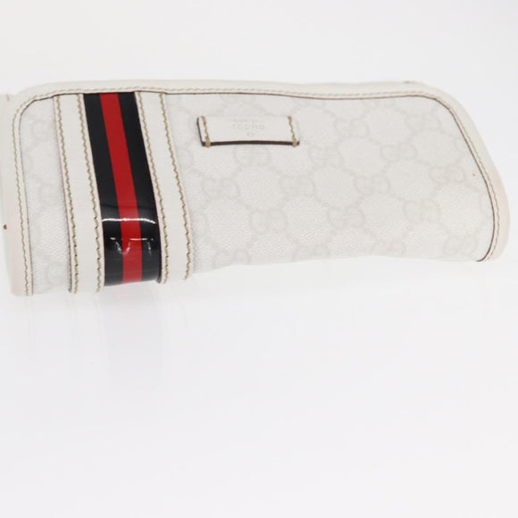 GUCCI GG Supreme Sherry Line Waist Bag PVC White Gold 152597 Auth 155928