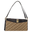 Christian Dior Trotter Canvas Shoulder Bag Brown Gold Auth 155930-1