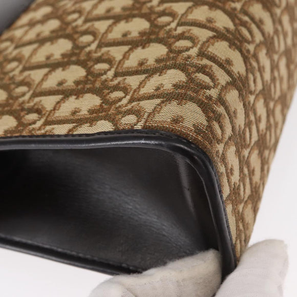 Christian Dior Trotter Canvas Shoulder Bag Brown Gold Auth 155930