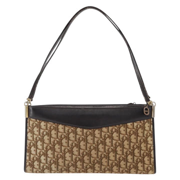 Christian Dior Trotter Canvas Shoulder Bag Brown Gold Auth 155930 - 0