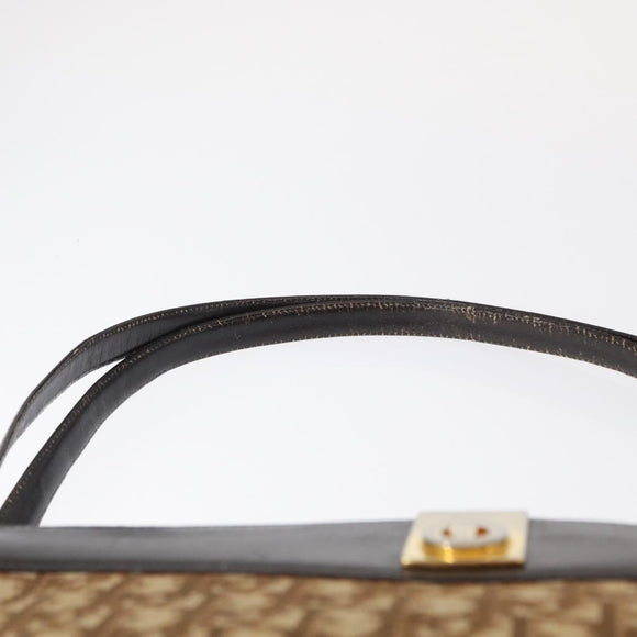 Christian Dior Trotter Canvas Shoulder Bag Brown Gold Auth 155930