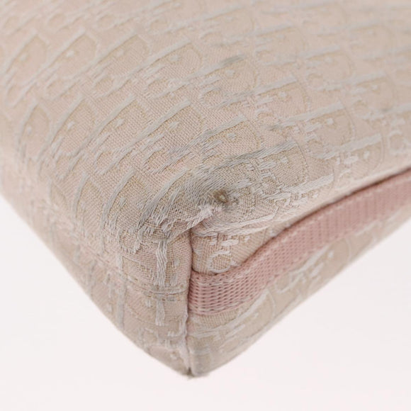 Christian Dior Trotter Canvas Shoulder Bag Pink Silver Auth 155931