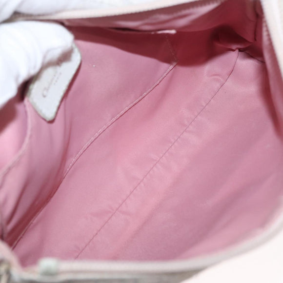 Christian Dior Trotter Canvas Shoulder Bag Pink Silver Auth 155931