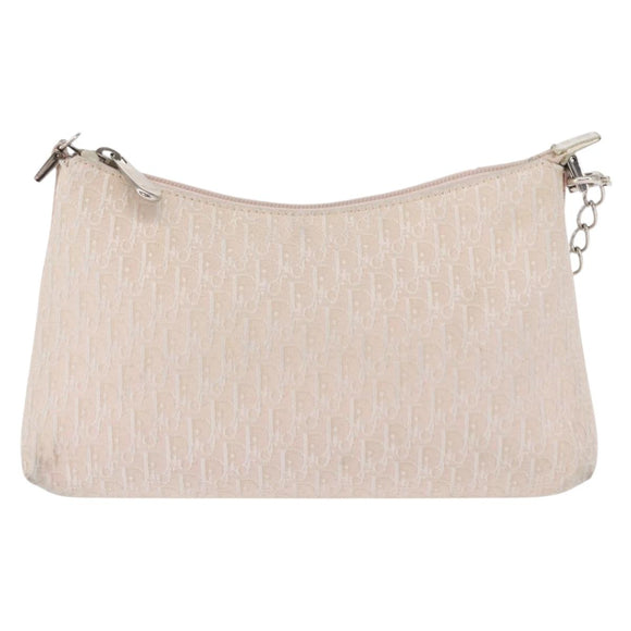 Christian Dior Trotter Canvas Shoulder Bag Pink Silver Auth 155931