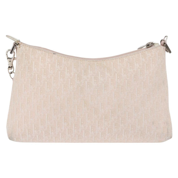 Christian Dior Trotter Canvas Shoulder Bag Pink Silver Auth 155931