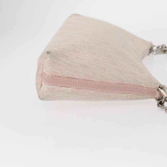 Christian Dior Trotter Canvas Shoulder Bag Pink Silver Auth 155931
