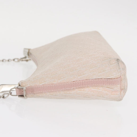 Christian Dior Trotter Canvas Shoulder Bag Pink Silver Auth 155931