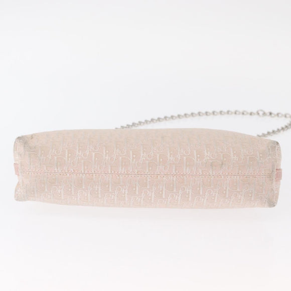 Christian Dior Trotter Canvas Shoulder Bag Pink Silver Auth 155931
