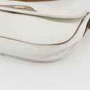 Christian Dior Chain Shoulder Bag Leather White Gold Auth 155932-10