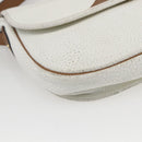 Christian Dior Chain Shoulder Bag Leather White Gold Auth 155932-11