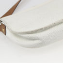 Christian Dior Chain Shoulder Bag Leather White Gold Auth 155932-13