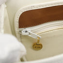 Christian Dior Chain Shoulder Bag Leather White Gold Auth 155932-16
