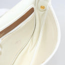 Christian Dior Chain Shoulder Bag Leather White Gold Auth 155932-18