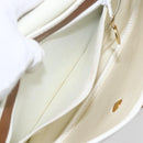 Christian Dior Chain Shoulder Bag Leather White Gold Auth 155932-20