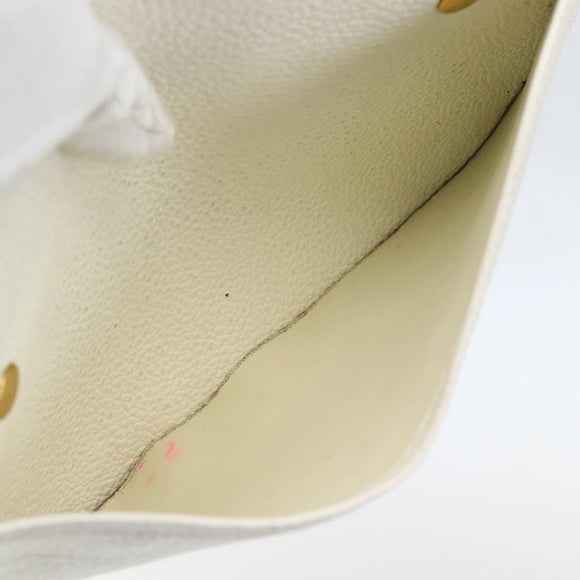 Christian Dior Chain Shoulder Bag Leather White Gold Auth 155932