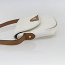 Christian Dior Chain Shoulder Bag Leather White Gold Auth 155932-4