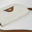 Christian Dior Chain Shoulder Bag Leather White Gold Auth 155932-6