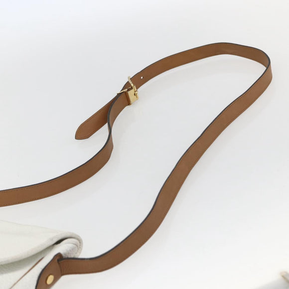 Christian Dior Chain Shoulder Bag Leather White Gold Auth 155932