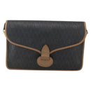 Christian Dior Honeycomb Canvas Shoulder Bag PVC Black Gold Auth 155933-2