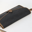 Christian Dior Honeycomb Canvas Shoulder Bag PVC Black Gold Auth 155933-6