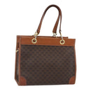 CELINE Macadam Canvas Hand Bag PVC Leather Brown Gold Auth 155934-1
