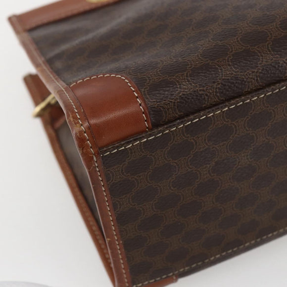 CELINE Macadam Canvas Hand Bag PVC Leather Brown Gold Auth 155934