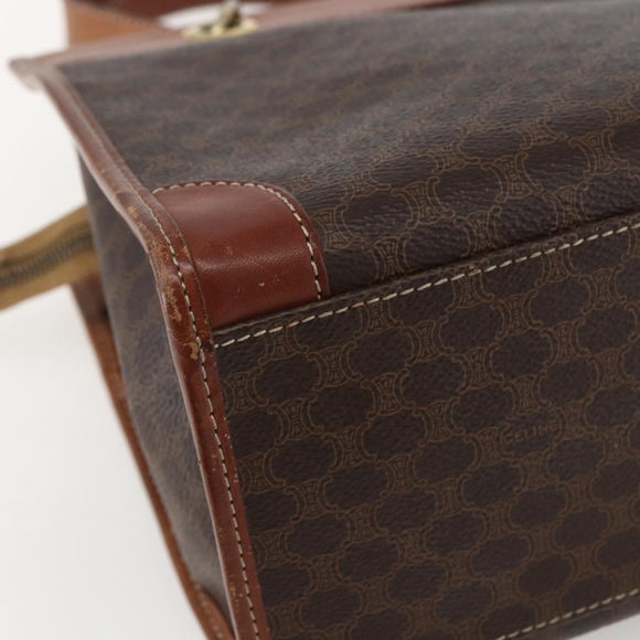 CELINE Macadam Canvas Hand Bag PVC Leather Brown Gold Auth 155934