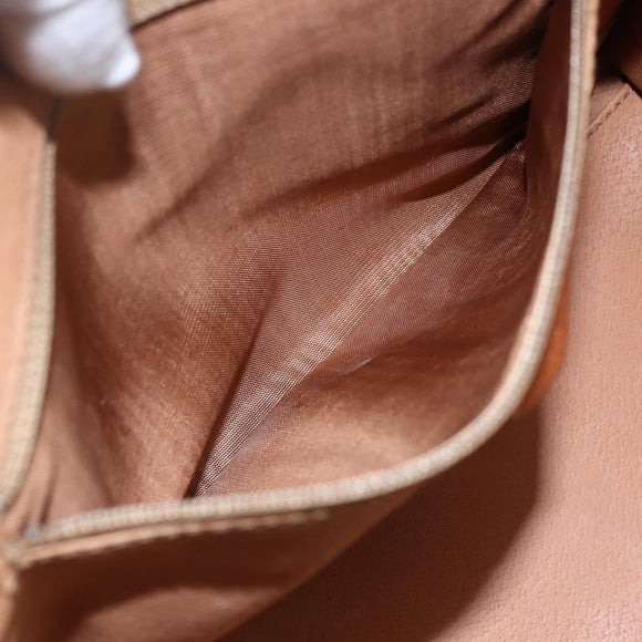 CELINE Macadam Canvas Hand Bag PVC Leather Brown Gold Auth 155934