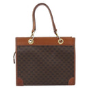 CELINE Macadam Canvas Hand Bag PVC Leather Brown Gold Auth 155934-3