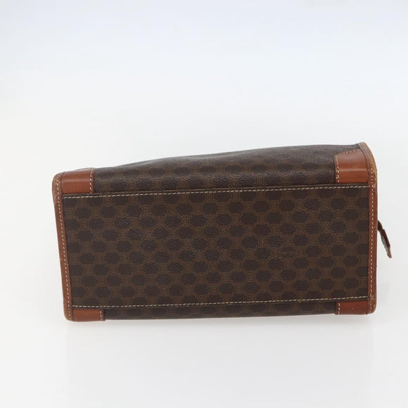 CELINE Macadam Canvas Hand Bag PVC Leather Brown Gold Auth 155934