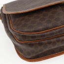 CELINE Macadam Canvas Shoulder Bag PVC Leather Brown Gold Auth 155935-14