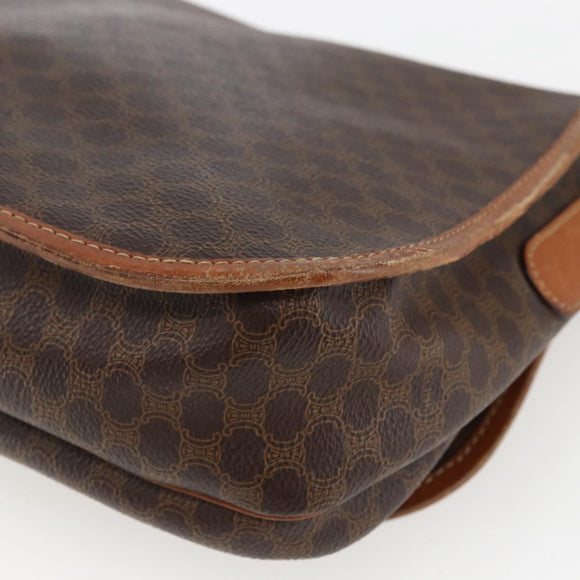 CELINE Macadam Canvas Shoulder Bag PVC Leather Brown Gold Auth 155935