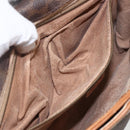 CELINE Macadam Canvas Shoulder Bag PVC Leather Brown Gold Auth 155935-11